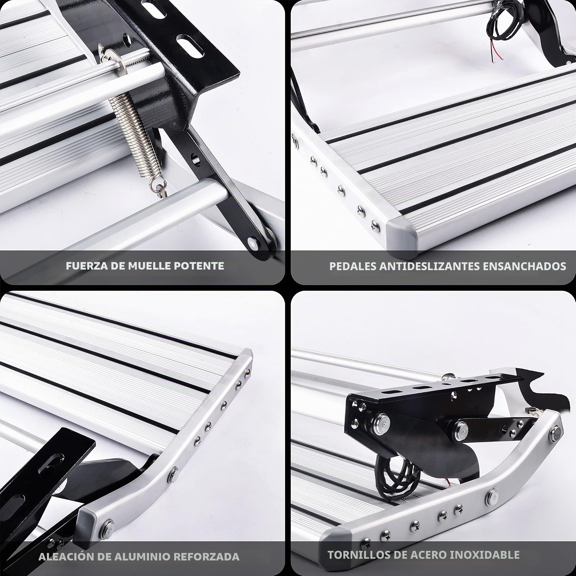 Pedal de Autocaravana Manual Plegable único Pasos con luz LED, Escalera, Pedal telescópico Antideslizante, para Autocaravana, Caravana