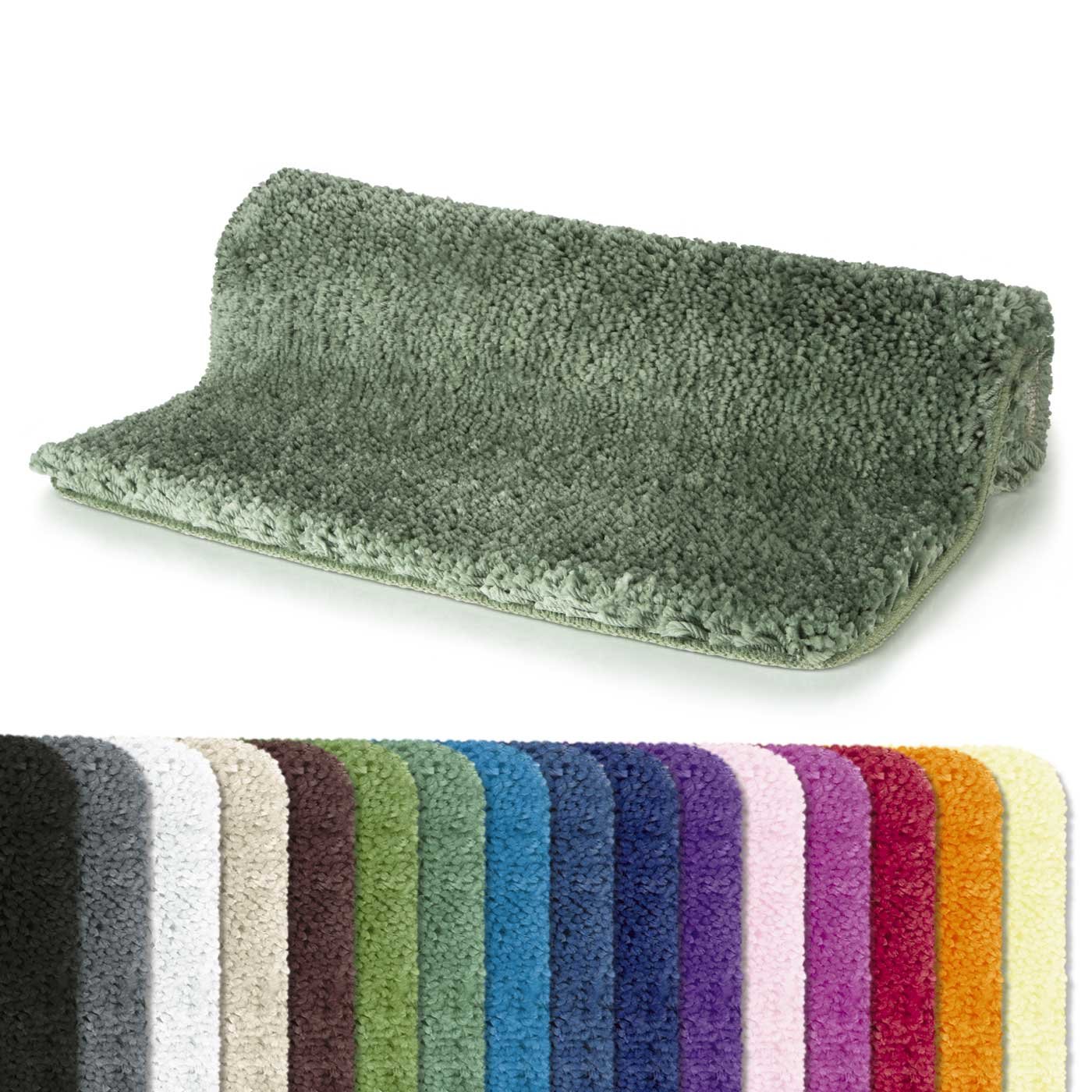 Spirella Highland Mikrofaser-Badematte – rutschfest, schnelltrocknend und waschbar – 100% weiches und strapazierfähiges Polyester – Basilikumgrün – 60 x 90 cm