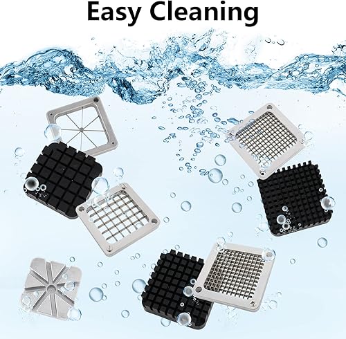 Miniatura 5 de ROVSUN Cortador comercial de verduras de acero inoxidable con cuchillas de 4 tamaños, cortador de papas y frutas, cuchillas de 12 pulgada, 38