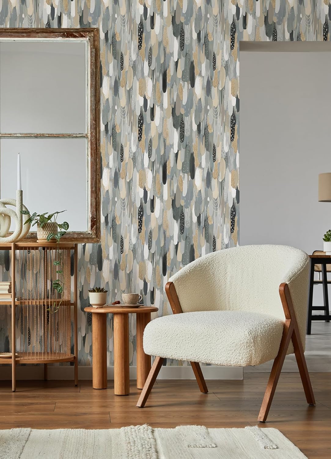 Neutral Brushstroke Peel and Stick Wallpaper Roll
