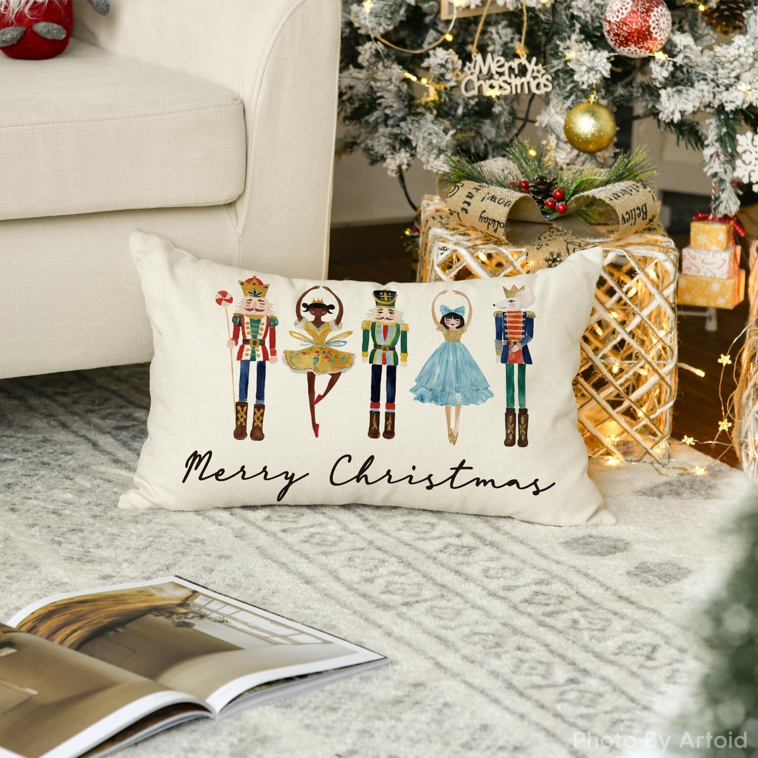 Artoid Mode Alberi Slitte Regali Natale Federe per Cuscino 4 Pezzi