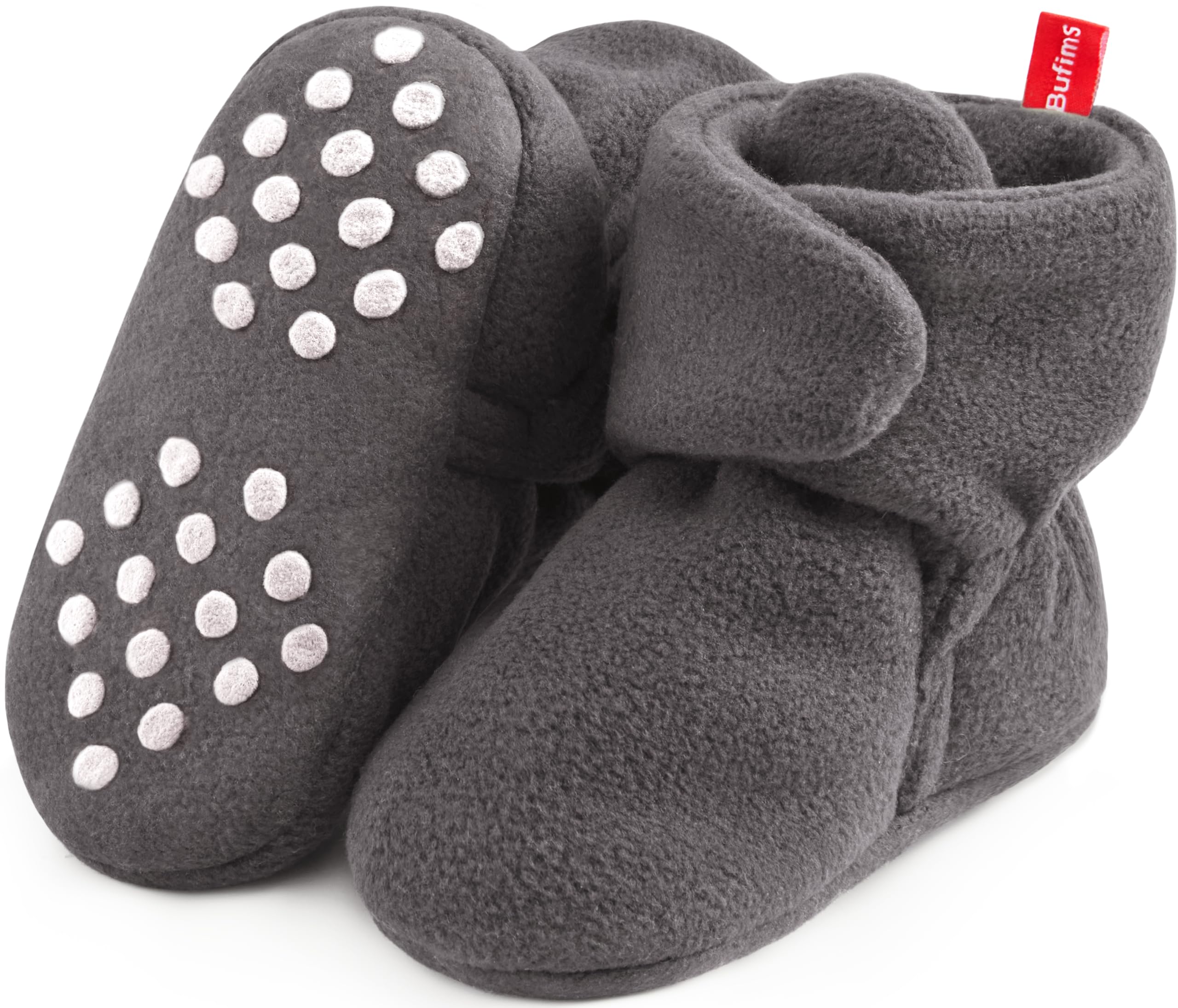 Bufims Baby Fleece Booties Newborn Unisex Booties Non-Slip Newborn Infant First Walkers Warm Shoes House Slippers for Baby Boys & Baby Girls Toddlers