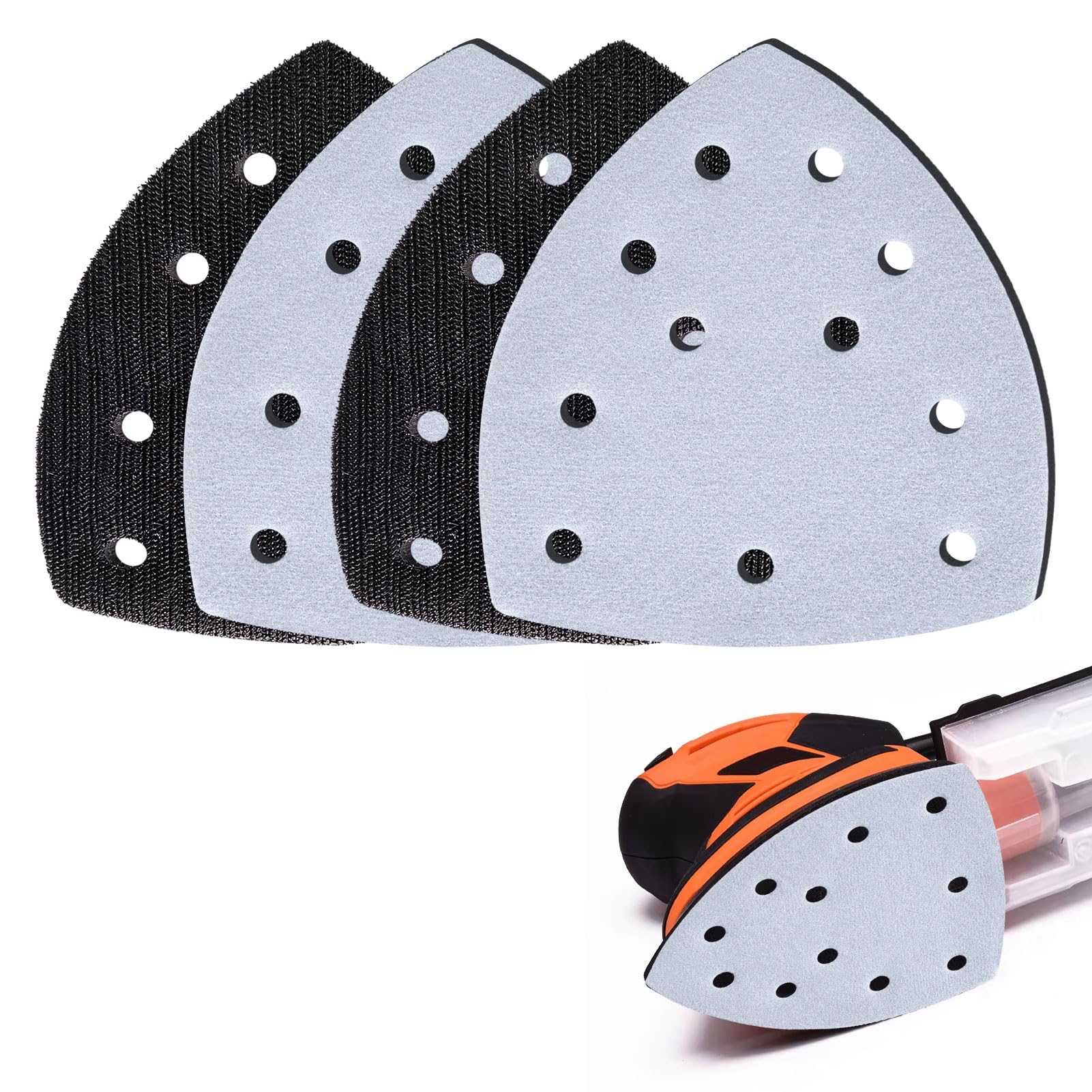 4PCS Foam Sanding Pads, Sanding Pads For Mouse Sander 105mm×150mm 11 Holes