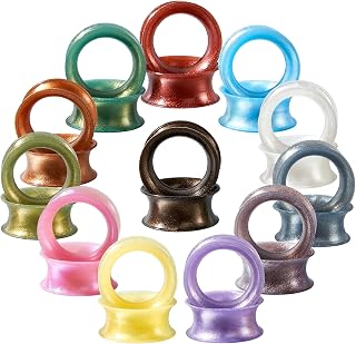24PCS Pearl Glossy Silicone Ear Tunnels Gauges for Ears Double Flared Flexible Ear Plugs Stretchers Body Piercing Jewelry for Women Men Size 2g-1"