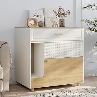 Faceket Cat Litter Box Enclosure - Indoor Litter Box Furniture Hidden with Dr...