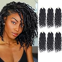Vista 1 de Extensiones de cabello rizado sintético de ganchillo de 8 pulgadas, 120 raíces, cabello de ganchillo para mujeres negras, trenzas de ganchillo