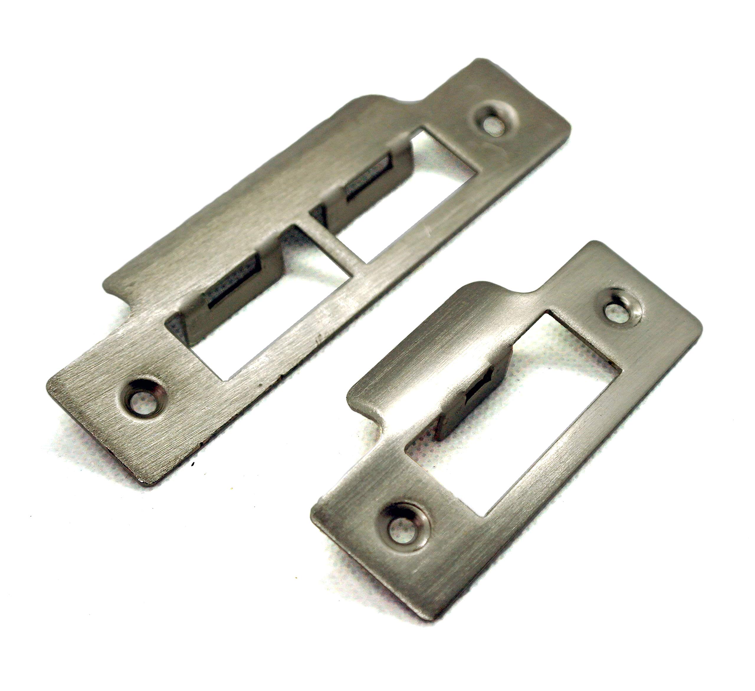 Satin Strike Plate Single Brushed for Mortise Lock or Tubular Latch (Single Strike Plate), Brushed Steel - Image 4