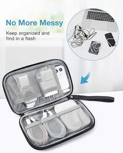 Vista 34 de BAGSMART Organizador de cables de viaje, organizador de cables de viaje, organizador electrónico, funda de viaje, artículos esenciales de viaje