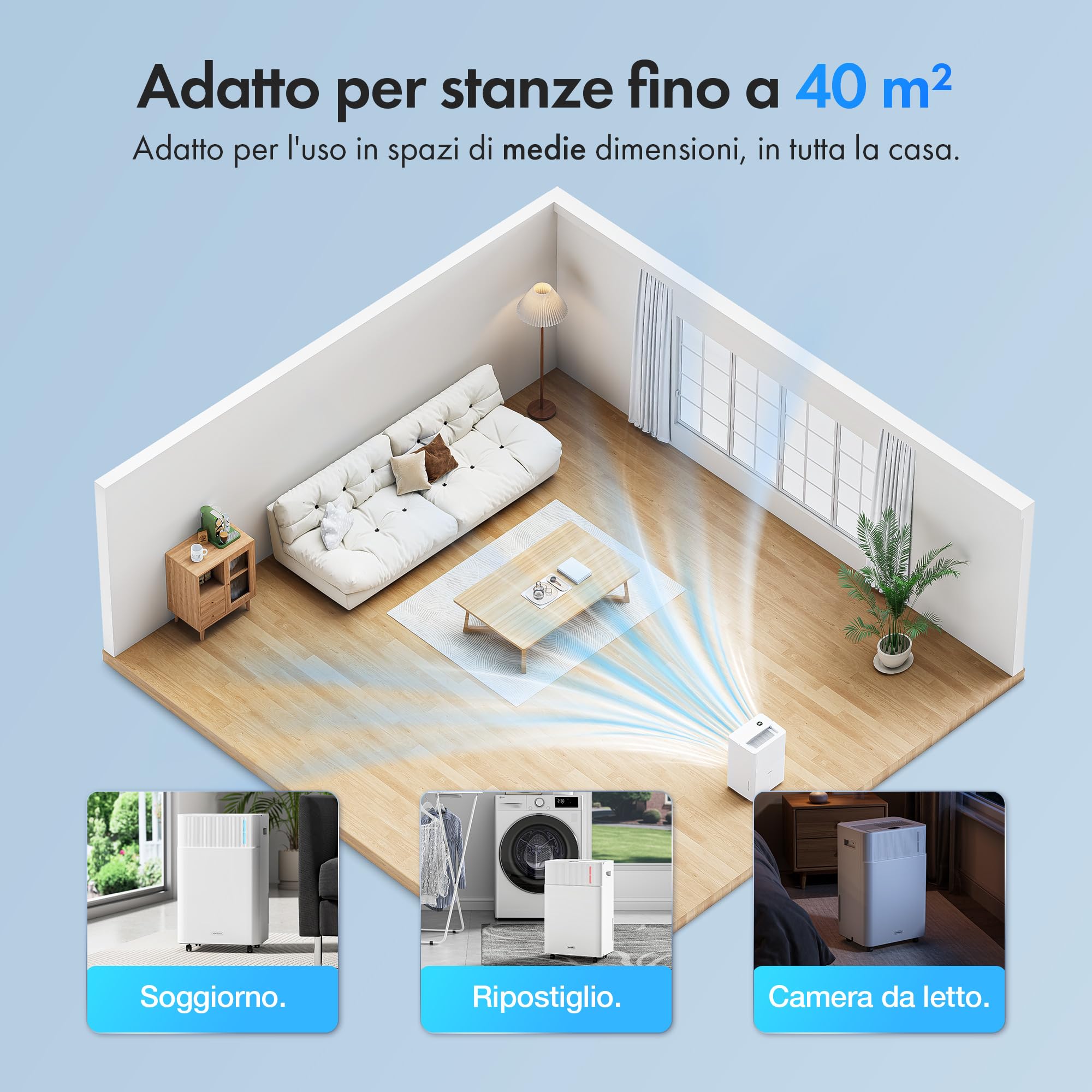 VonHaus Deumidificatore Casa 30L/Giorno con Serbatoio da 5,3L - Deumidificatore WiFi per Casa, Camera da Letto, Lavanderia - Rimuove Umidità, Condensa, Muffa e Odori - Asciuga il Bucato