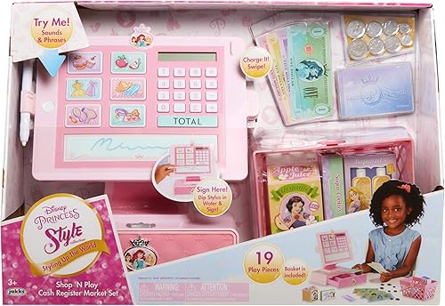Miniatura 5 de Disney Princess Style Collection Caja registradora Shop N Play Market Set - Cesta de la compra incluida
