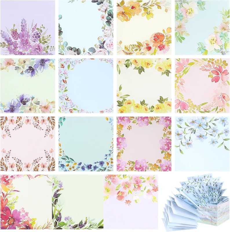 Clabby 15 Pads Pop up Flower Sticky Notes, 3 x 3 Inch Cute Pads | Floral Accordion Designs, Self Stick Memo Pad, for Students Teachers, Office, Back to School Supplies, 600 Sheets Total