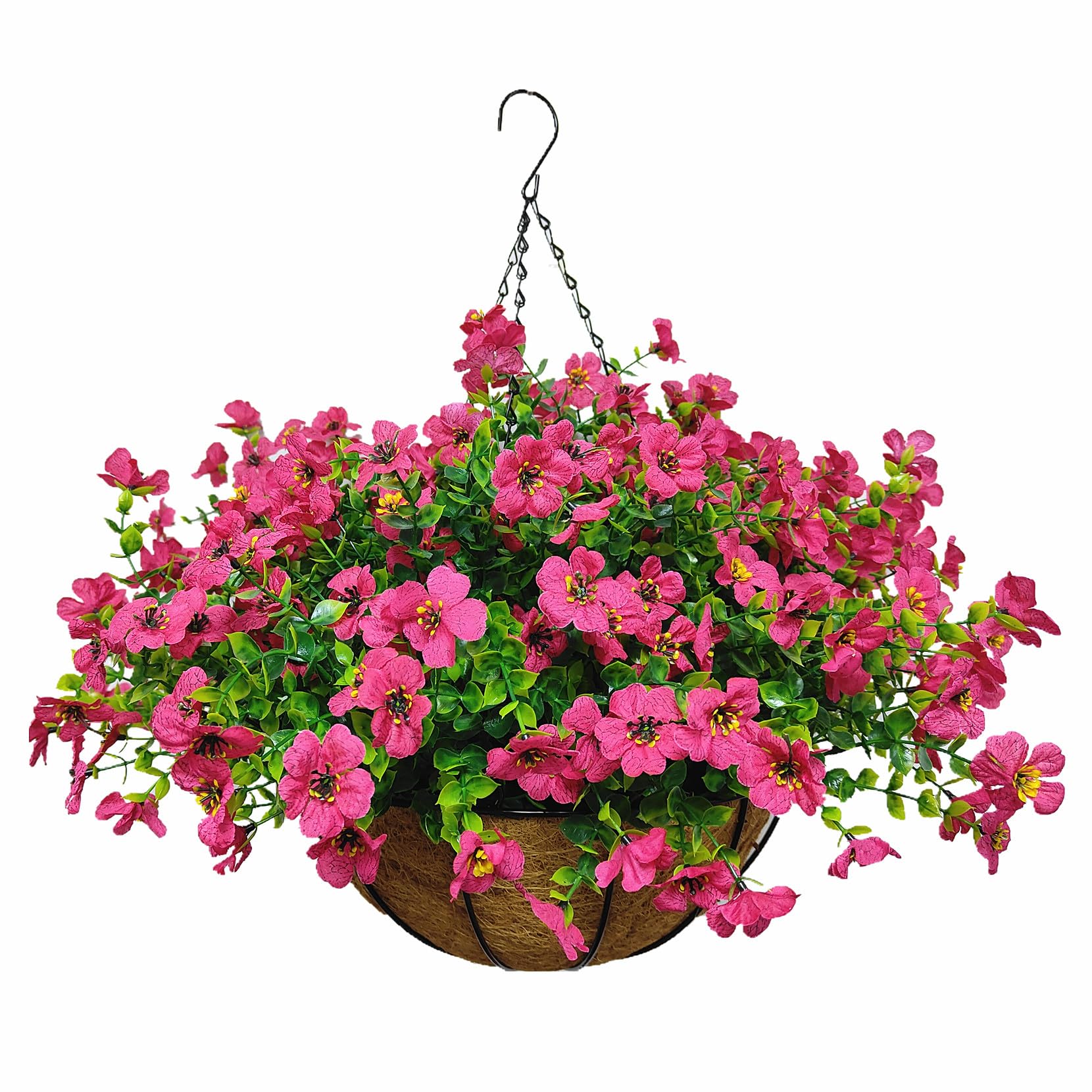 Aflorshope Artificial Violet Flowers Hanging Artificial Violet Flowers Hanging Fake Flowers Faux Plants Basket for Outdoor Garden Porch Window Box Patio Yard Decor (Rose Red)