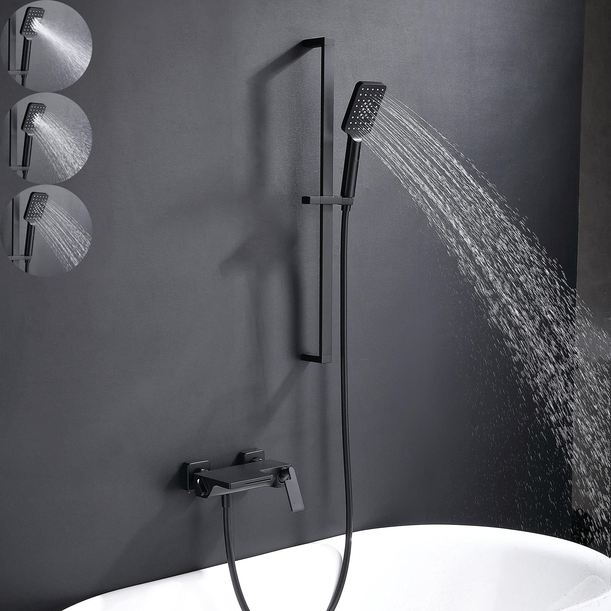 Système de douche cascade noir mat pour baignoire design original