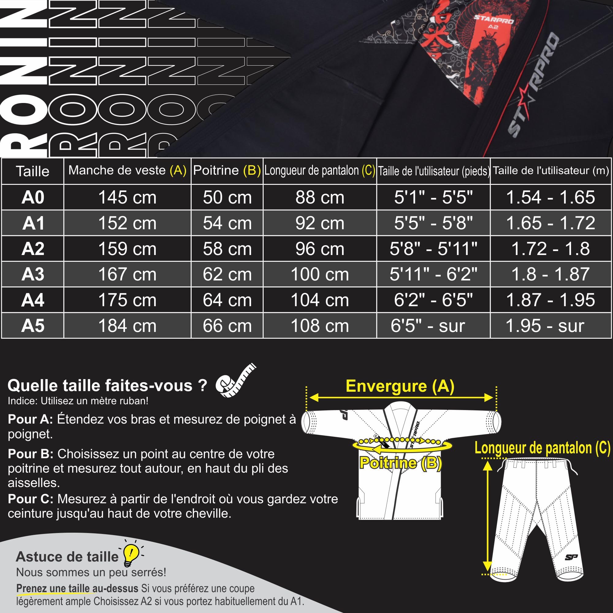 Starpro | Ronin Preshrunk Premium Jiu Jitsu, BJJ Gi | Diverses tailles et couleurs | Jujitsu Gi, Lightweight BJJ Gi, Jiu Jitsu Gi, Juijitsu Gi, Gi BJJ, BJJ Gi Men
