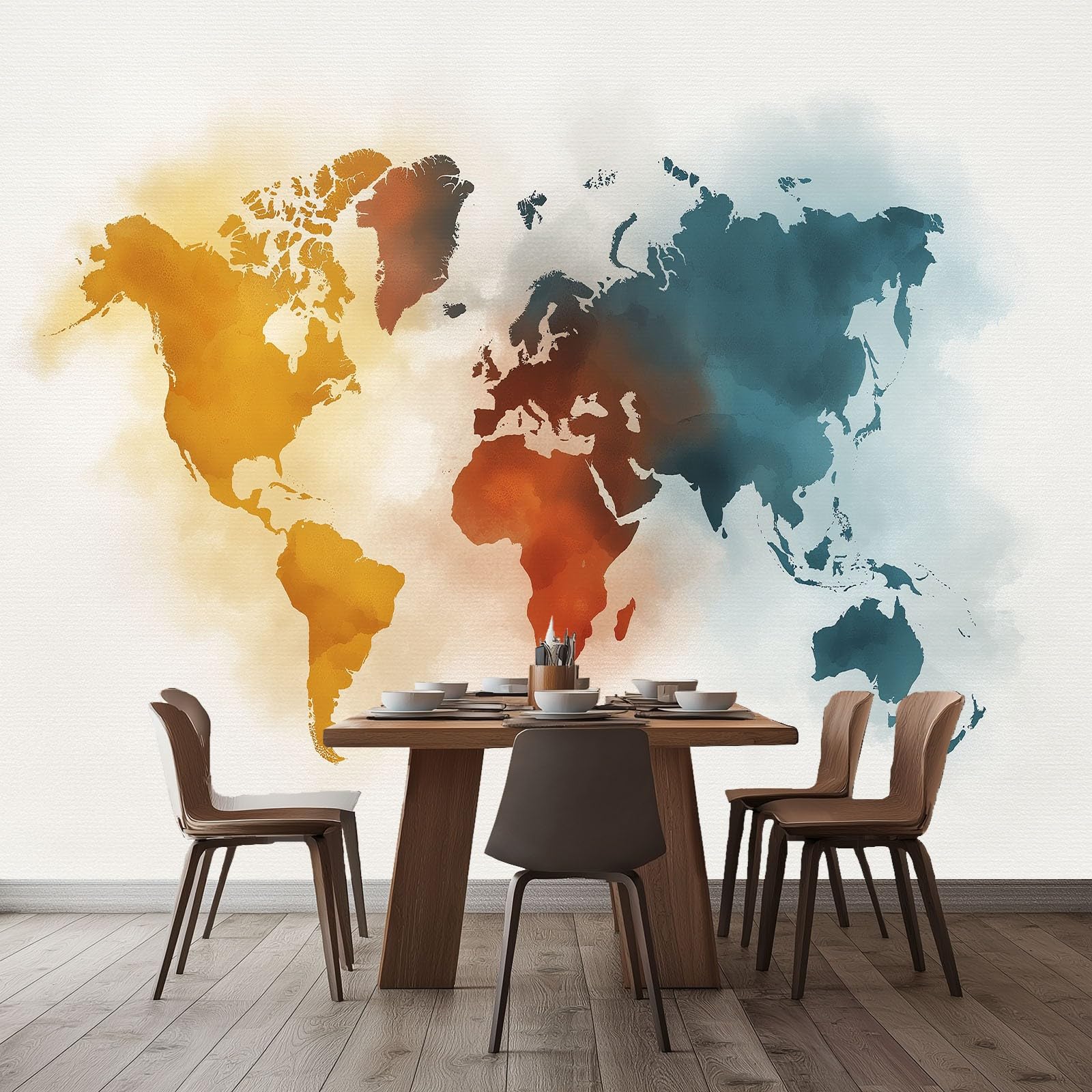 Tapeta vintage mapa świata zdjęcie mural 200 szer. x 140 cm wys. cm, styl akwarela włóknina sztuka ścienna plakat obraz projekt - fototapeta dekoracyjna tapeta do salonu sypialni pokoju dziecięcego