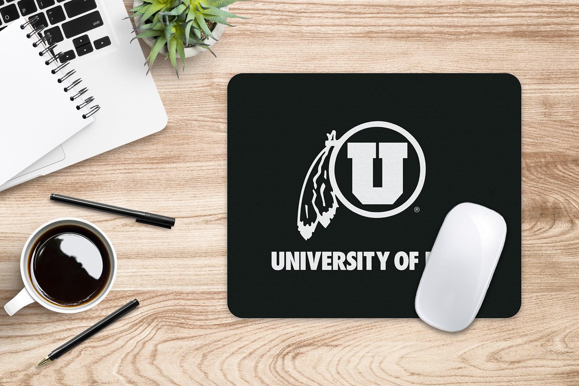 OTM Essentials Officially Licensed University of Utah Standard Fabric Mouse Pad, Desk Accessories, Standard Fabric Gaming Mouse Pad with Non-Slip Rubber Base, Mascot Repeat
