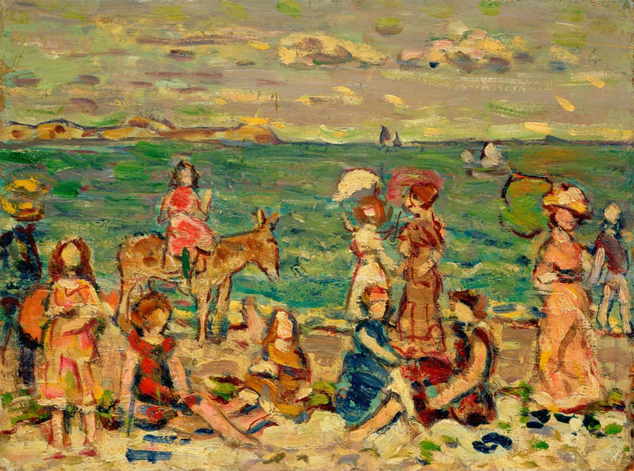 ARTXLXXBN Famous Prints Artwork Pictures Poster Painting Art Beach Scene by Maurice Brazil Prendergast Artwork Landscape Pictures for Home Decor 60x90cm