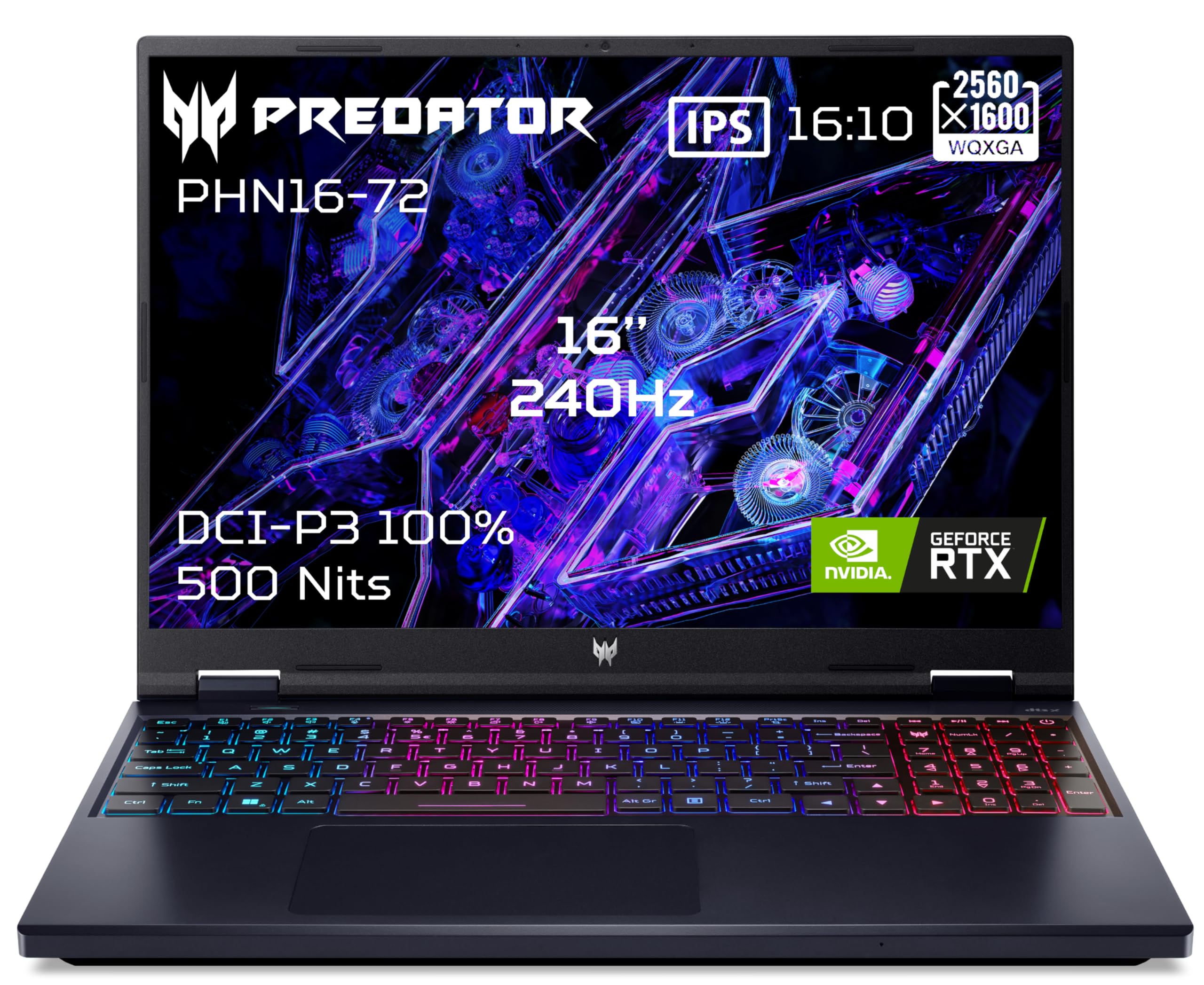 ACER Predator Helios 16 PHN16-72-94FH, Computer portatile Gaming 16" WQXGA IPS 240Hz, PC portatile Gamer (Intel Core i9-14900HX, RAM 32 GB, 1024 GB SSD, NVIDIA GeForce RTX 4070, Windows 11), nero