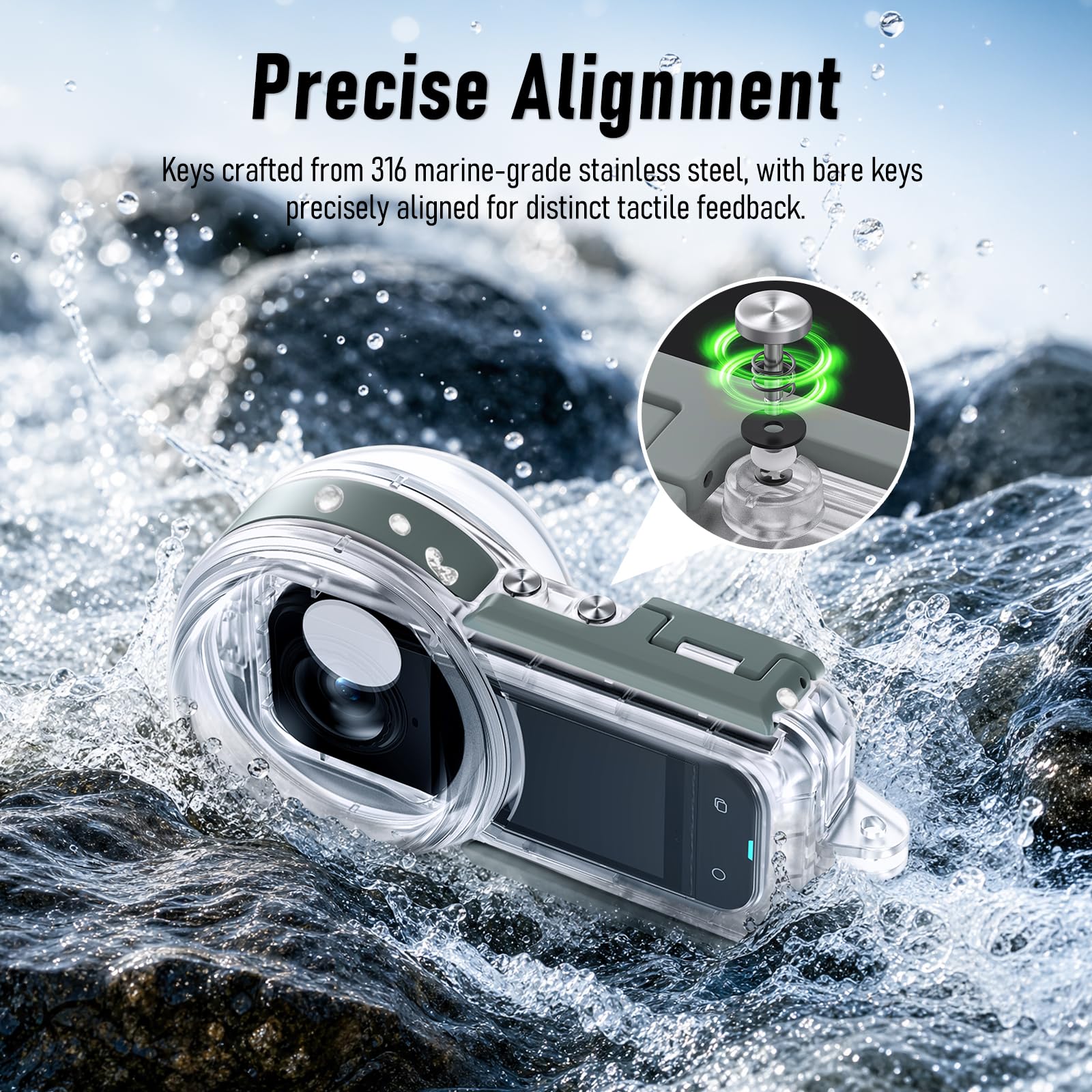 Funda Impermeable para Insta 360 X5, 50 m/165 pies, Carcasa de Buceo Invisible subacuática, Costuras de 360°, Carcasa Protectora para esnórquel, Buceo, Surf, Deportes acuáticos