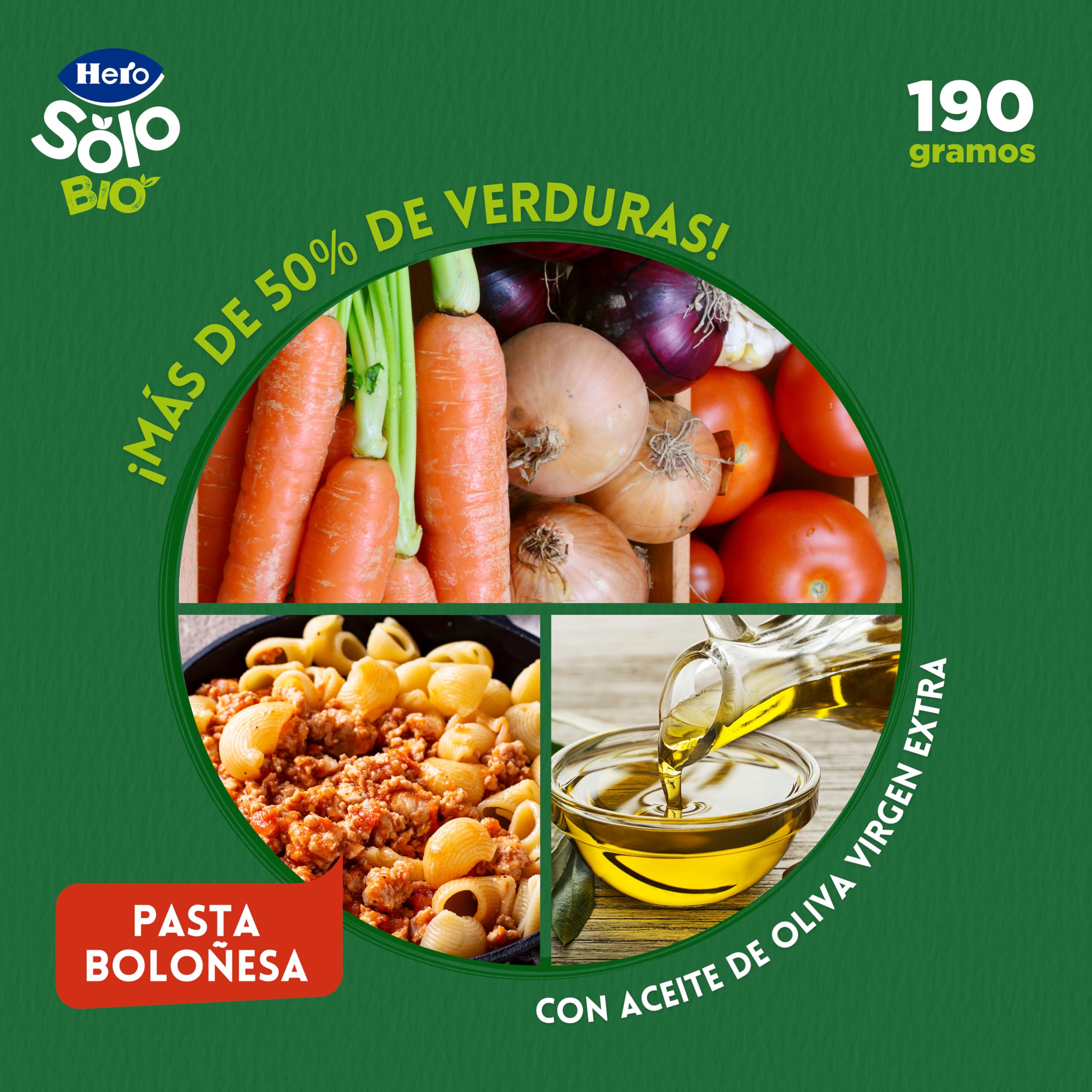 Hero Solo Potitos de Macarrones con Tomate 100% Eco y nada más, Apto para Veganos y Bebés Desde 6 Meses - Pack de 12 x 190 gr