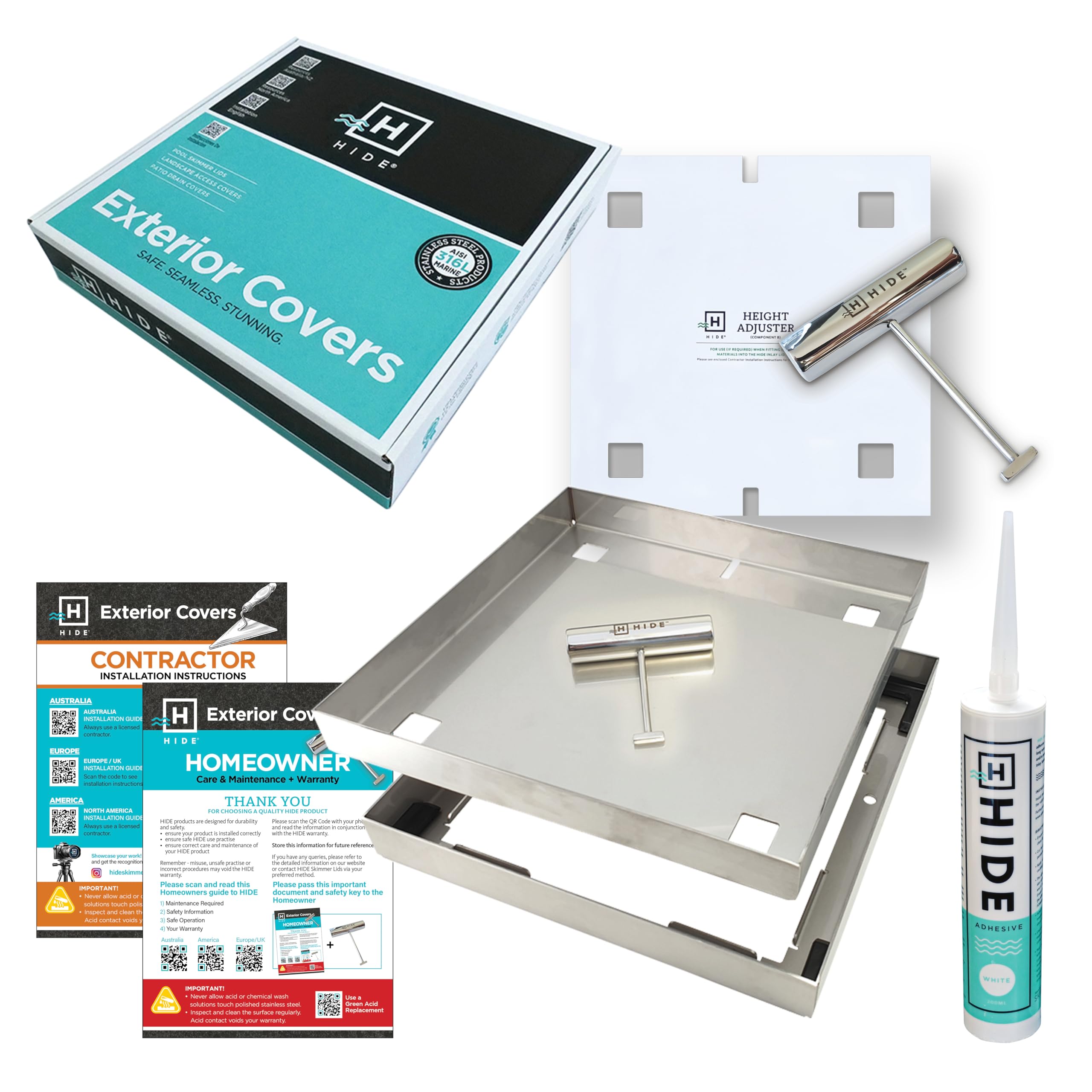 HIDE Luxury Access Cover for Pool (8" Cover - 1.2" Inlay Depth)