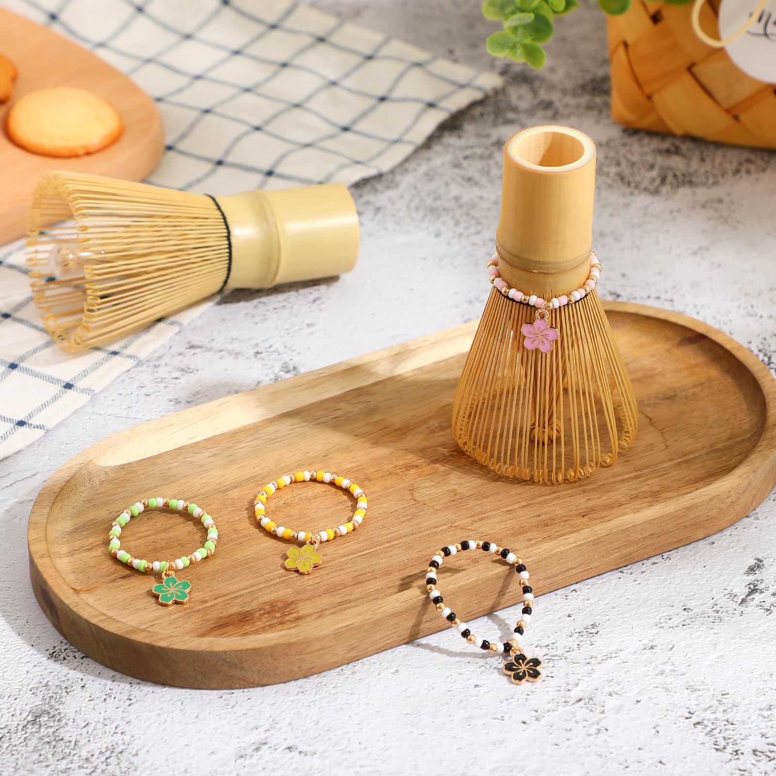Matcha Whisks with Cherry Blossom Charms - Elegant Tea Accessories -4 Matcha Whisks with Cherry Blossom Charms - Elegant Tea Accessories -4