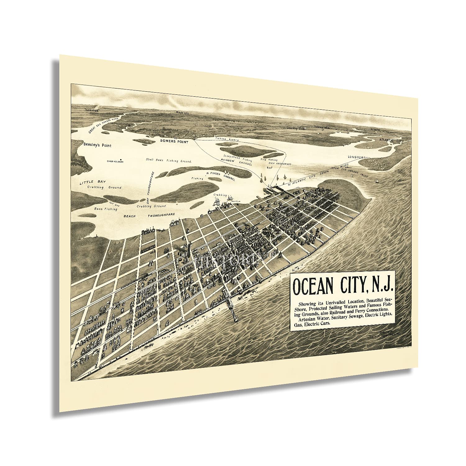 Buy HISTORIX Vintage 1903 Ocean City NJ 18x24 Inch Vintage New Jersey