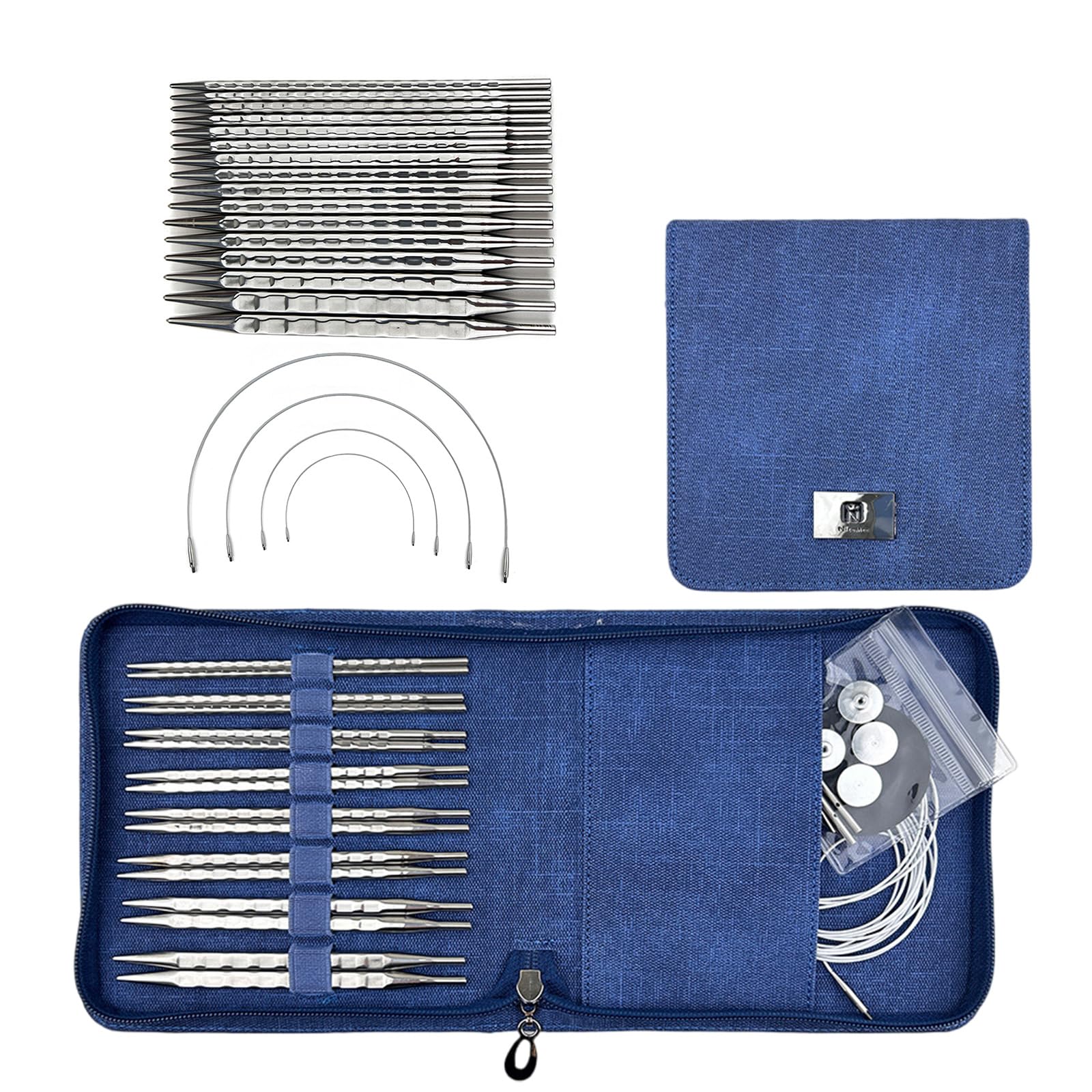 3.5mm-8.0mm Interchangeable Circular Knitting Needle Set with Case and Accessories Pin for Woman Needle Set