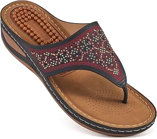 Ecetana Womens Sandals Flip Flops for Women with Arch Support Cushion Summer Casual Rhinestone Wedge sandal Shoes Price In India