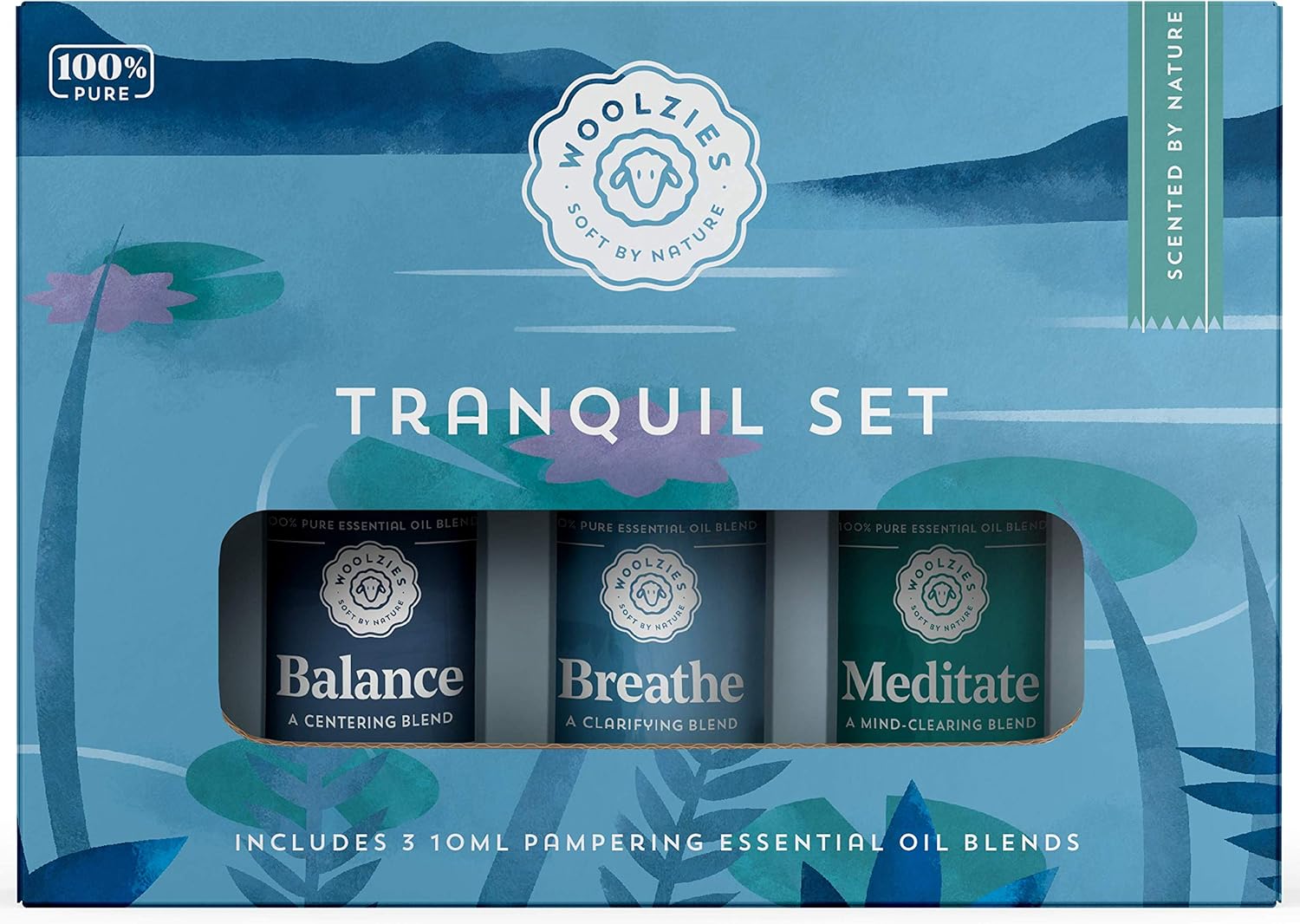 Woolzies Tranquil Essential Oil Set | Incl. Meditate, Balance, Breathe Blend | Promotes Grounding, Relaxing, Tranquility | Diffuse/Skin