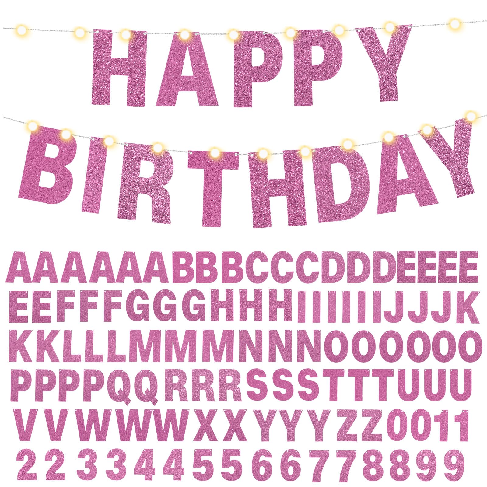 112 Pcs DIY Glitter Customizable Banner Kit Custom Banner Including 107 Letters and Numbers 3 Rope and 2 Light Letters Personalized Banner Decor for Halloween Birthday Baby Shower (Dark Blue)