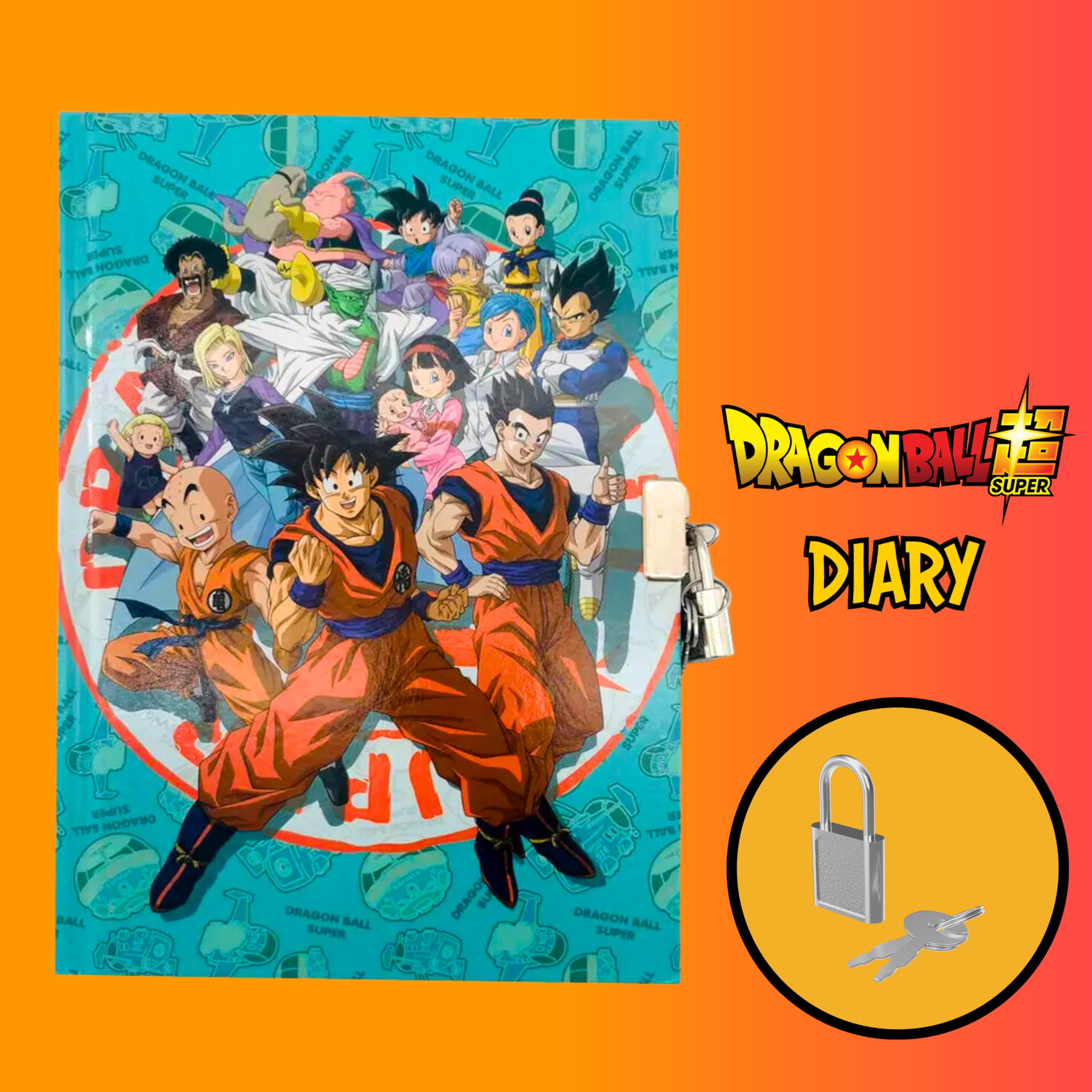 Dragon Ball Z Diario Secreto, Incluye Boligrafo, Cuaderno y Candado con Llaves, Set de Regalo para Niños y Adolescentes