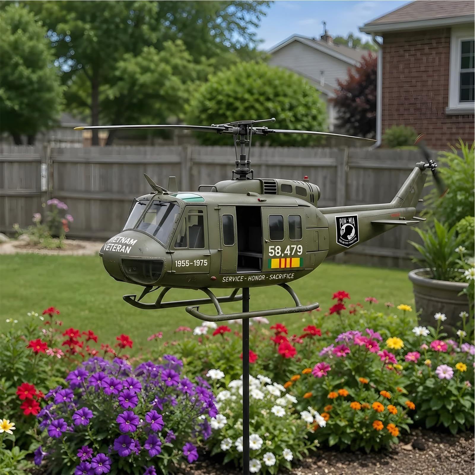 Flugzeug Wetterfahne, Hubschrauber Windspiel, Metall Windspiel Für Hof Und Garten, 3D Windfänger Skulptur Mit Rotierendem Windrad Für Garten, Außenbereich, Rasen, Terrasse, Deck, Hinterhof