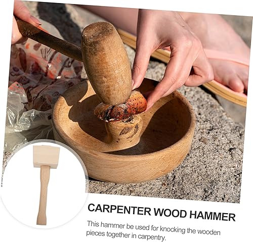 Miniatura 7 de TEHAUX Martillo de carpintero de madera portátil, herramienta de mano de mazo, acabado liso para carpintería, martillo tallado, herramienta de