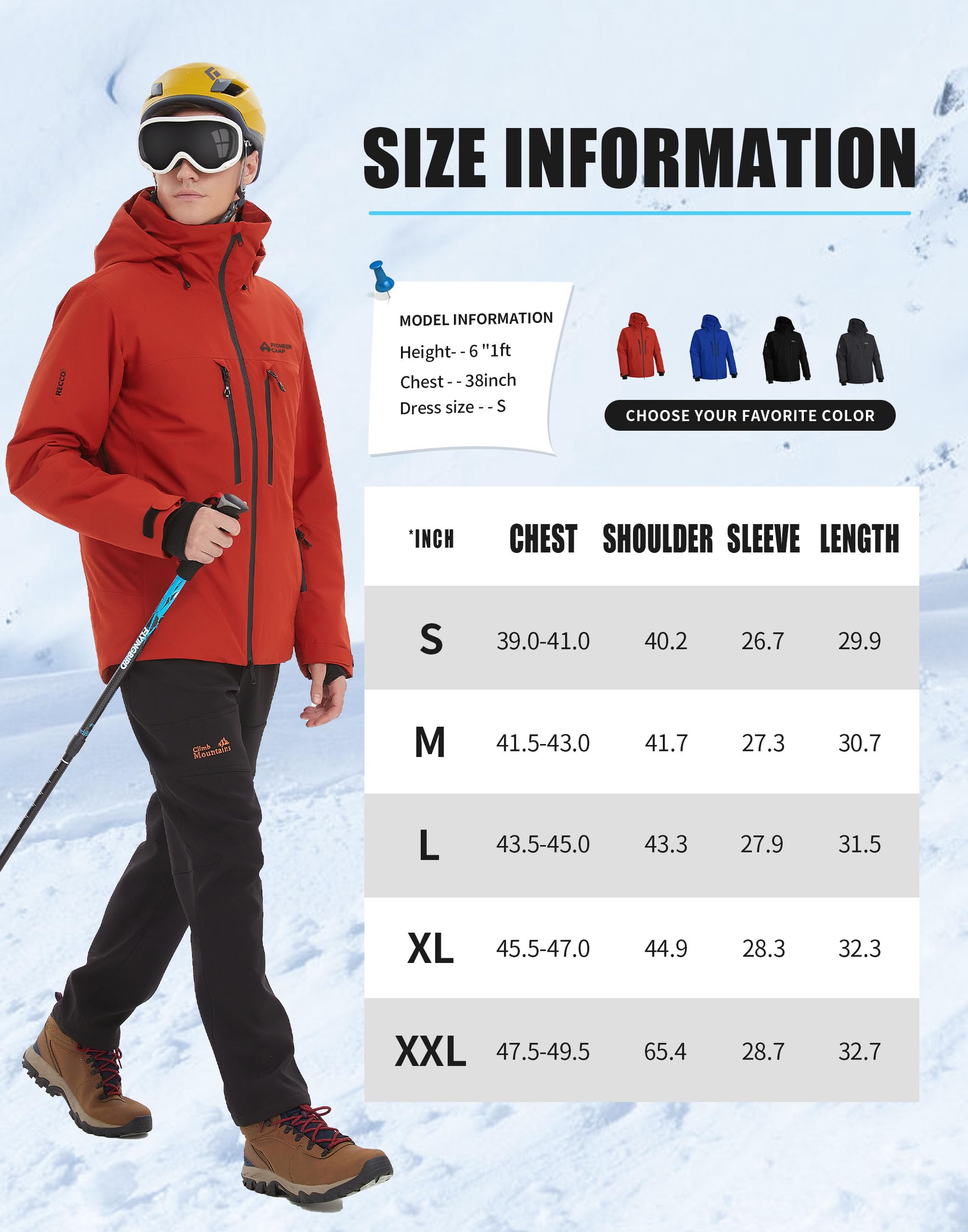 Pioneer Camp Giacca da sci con RECCO® REFLEKTOR impermeabile da uomo Giacca da snowboard antivento Giacca invernale calda da esterno con cappuccio