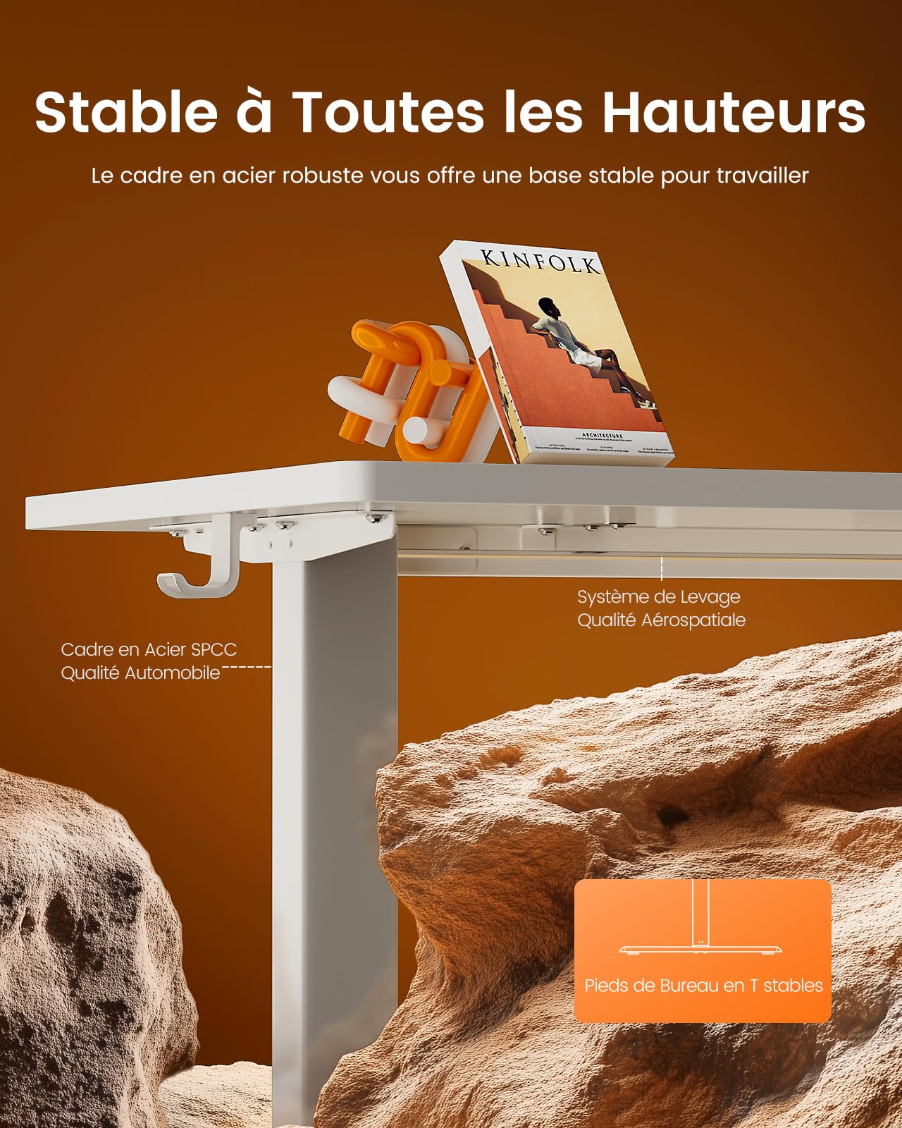 ErGear Bureau Assis Debout, Bureau Electrique Réglable en Hauteur avec Panneau Intelligent à 4 Mémoires et Plateau en Deux Parties (Blanc, 160 x 80 cm)
