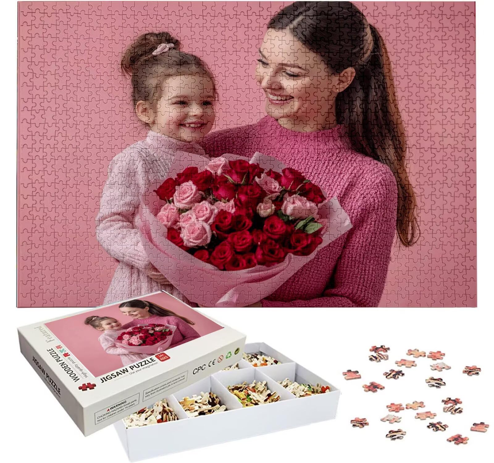 Puzzle Personalizado con Foto, Personalizada Rompecabezas Personalizado Diseña tu Logo Foto o Texto, Personalizado Navidad Halloween San Valentín Parejas Niños Familia Amigos h-3021