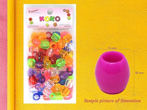 Miniatura 5 de Alrededor de 60 cuentas de poni de 0.709 x 0.591 in de alta calidad al por mayor, cuentas para trenzas de cabello, cuentas para manualidades