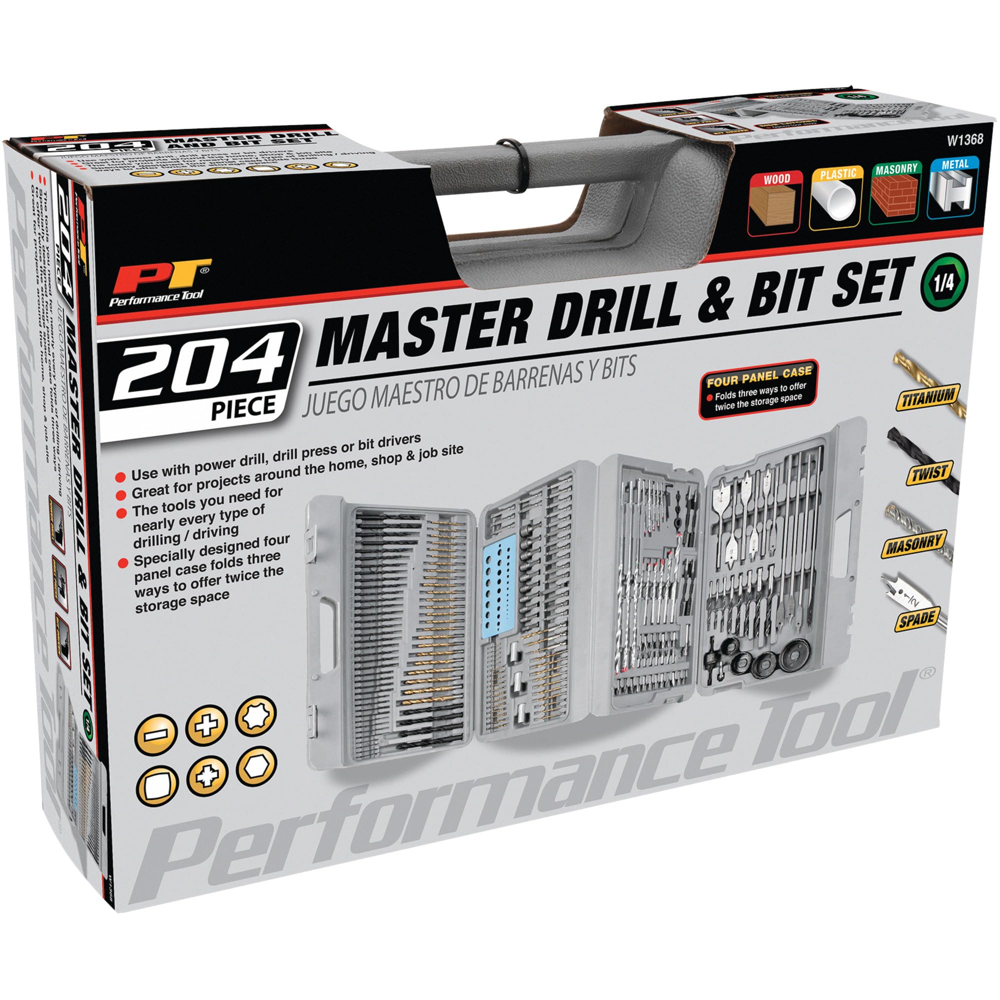 Amazon.com: Performance Tool W1368 204-Piece Master Drill Bit Set