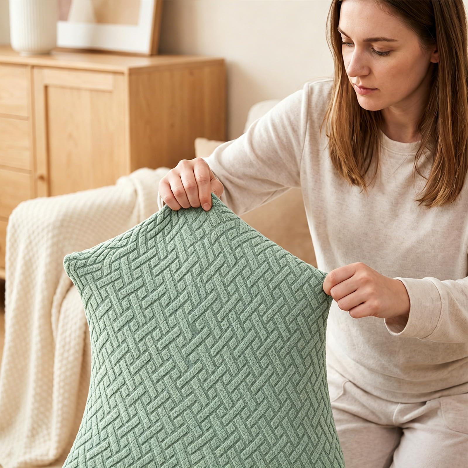 Idrorepellente Twill Jacquard Elasticizzato Sala da Pranzo Sedia Slipcovers Decorazioni per la casa,Coprisedie per Sala da Pranzo Ristorante Cerimonia dell'hotel (Matcha Verde,6 Pezzi)