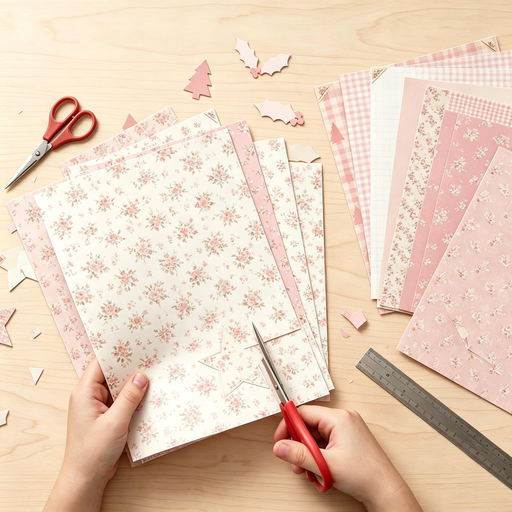 Papier de scrapbooking floral - 24 feuilles/24 motifs - Impression recto-verso - Papier origami - Papier artisanal décoratif pour fabrication de cartes, album photo, journal, décoration, 30,5 x 30,5