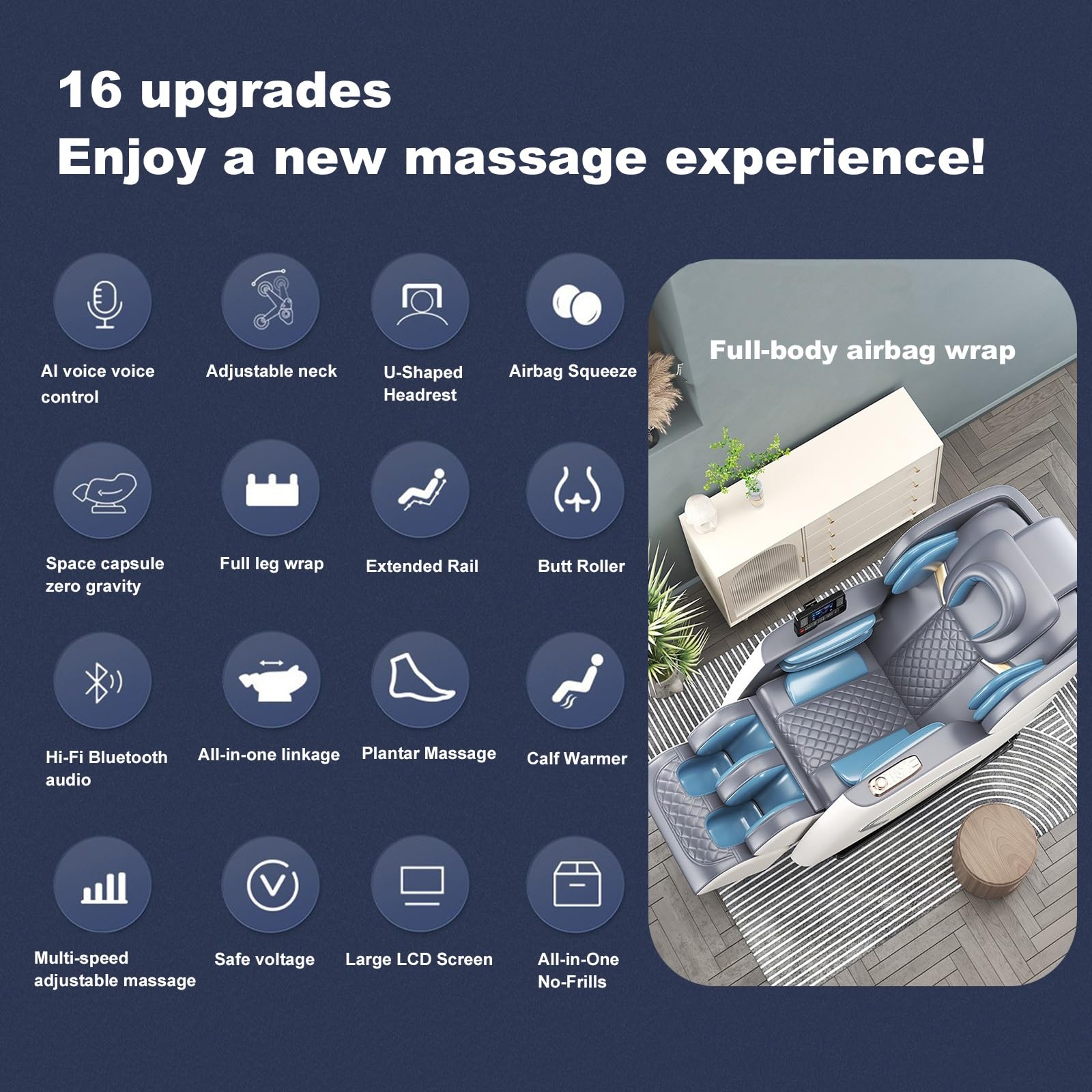 2025 Fauteuil De Massage Complet,4d Shiatsu Avec Chaleur Fonction Bluetooth Soulage Les Maux De Dos IdéAl Pour Le Bureau Et La Maison