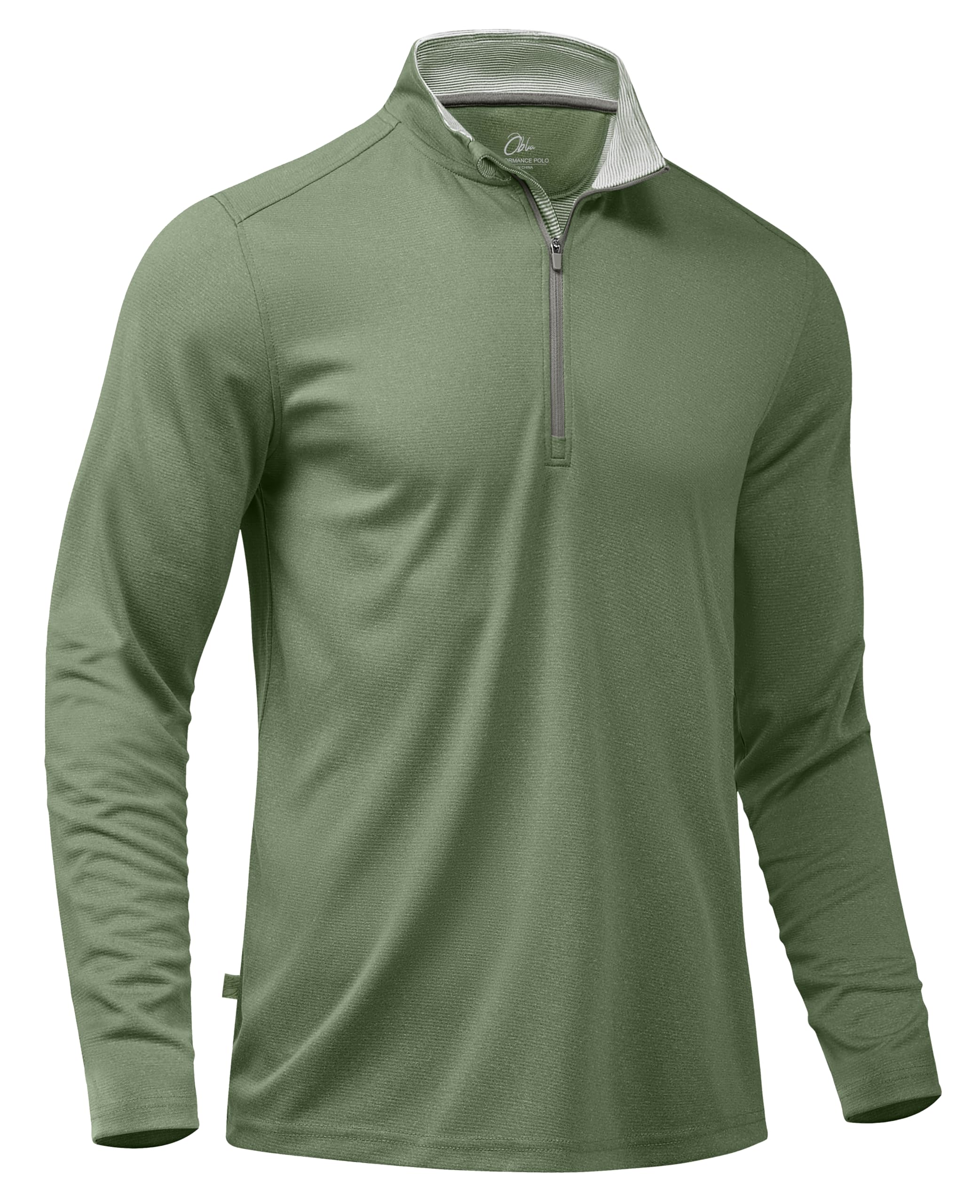 Obla Golf Quarter Zip Pullover for Men Mock Neck Sweatshirt Lightweight Sun Protection Men's Long Sleeve Golf Shirt