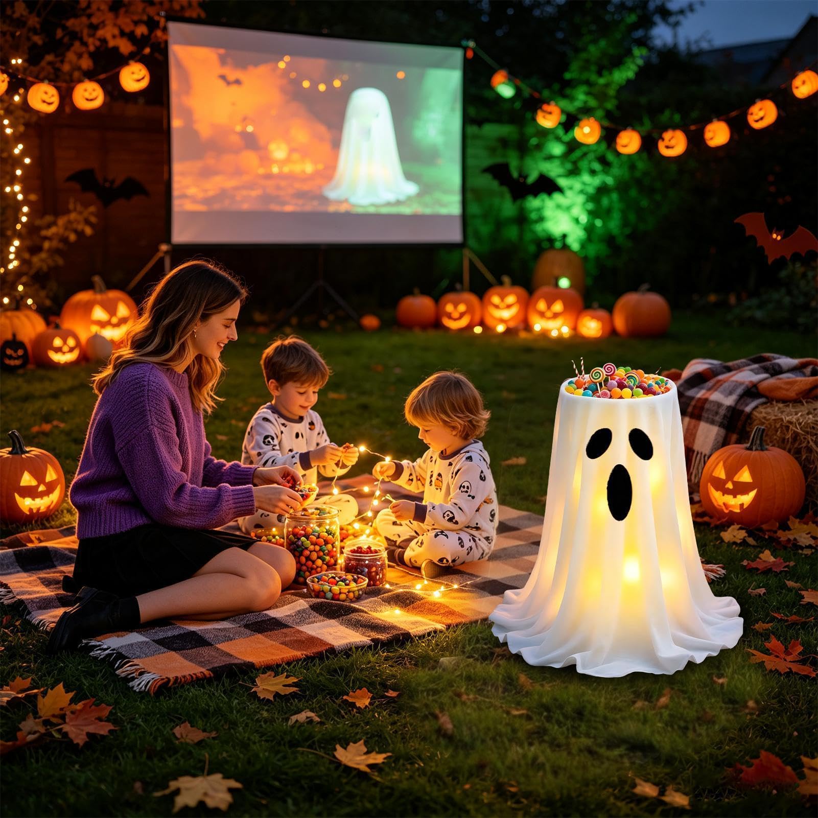 Zewnętrzny Na Cukierki Z Duchem Świecąca Dekoracja Duch Halloween