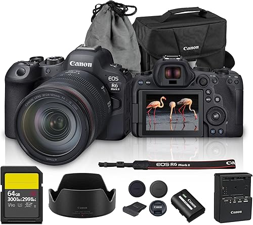 Kit de cámara sin espejo Canon EOS R6 Mark II con lente RF de 24-105 mm f/4 | 24.2MP de fotograma completo, 4K 60fps, Dual Pixel CMOS AF II, para