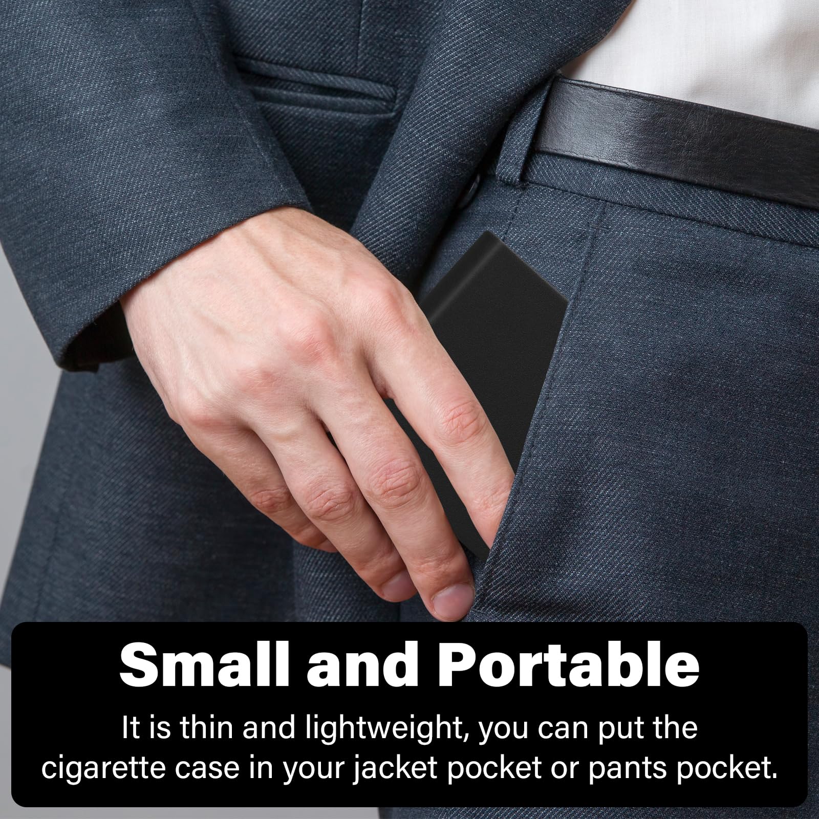 Portasigarette portatile sottile in pelle con chiusura magnetica, scatola per il trasporto di sigarette in metallo, per contenere 10 sigarette di dimensioni regolari, tasca ultra sottile per