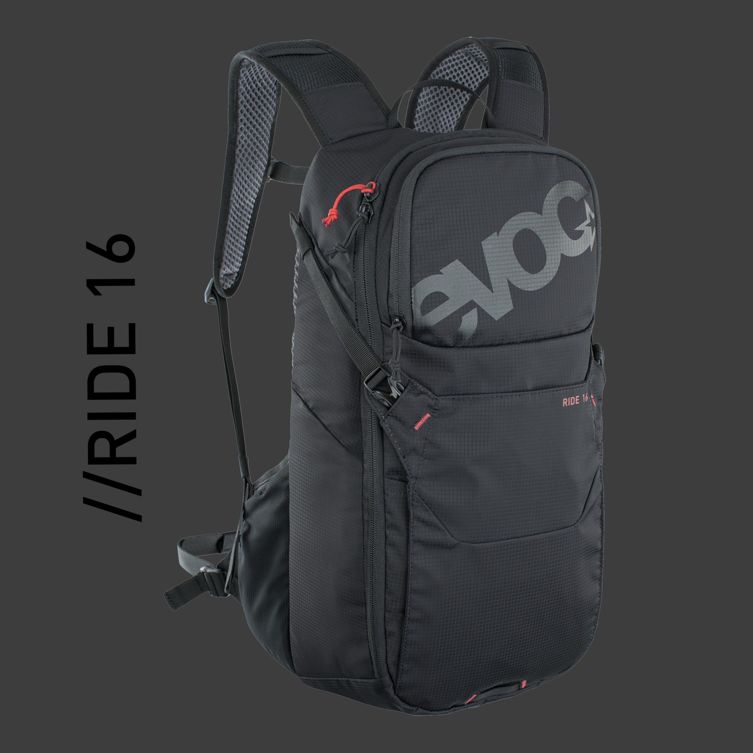 EVOC RIDE Fahrradrucksack Bike-Rucksack für Trails und andere Aktivitäten (8l, 12l, oder 16l Stauraum, cleveres Taschenmanagement, belüftet durch AIR-PAD-Rückenpolsterung)