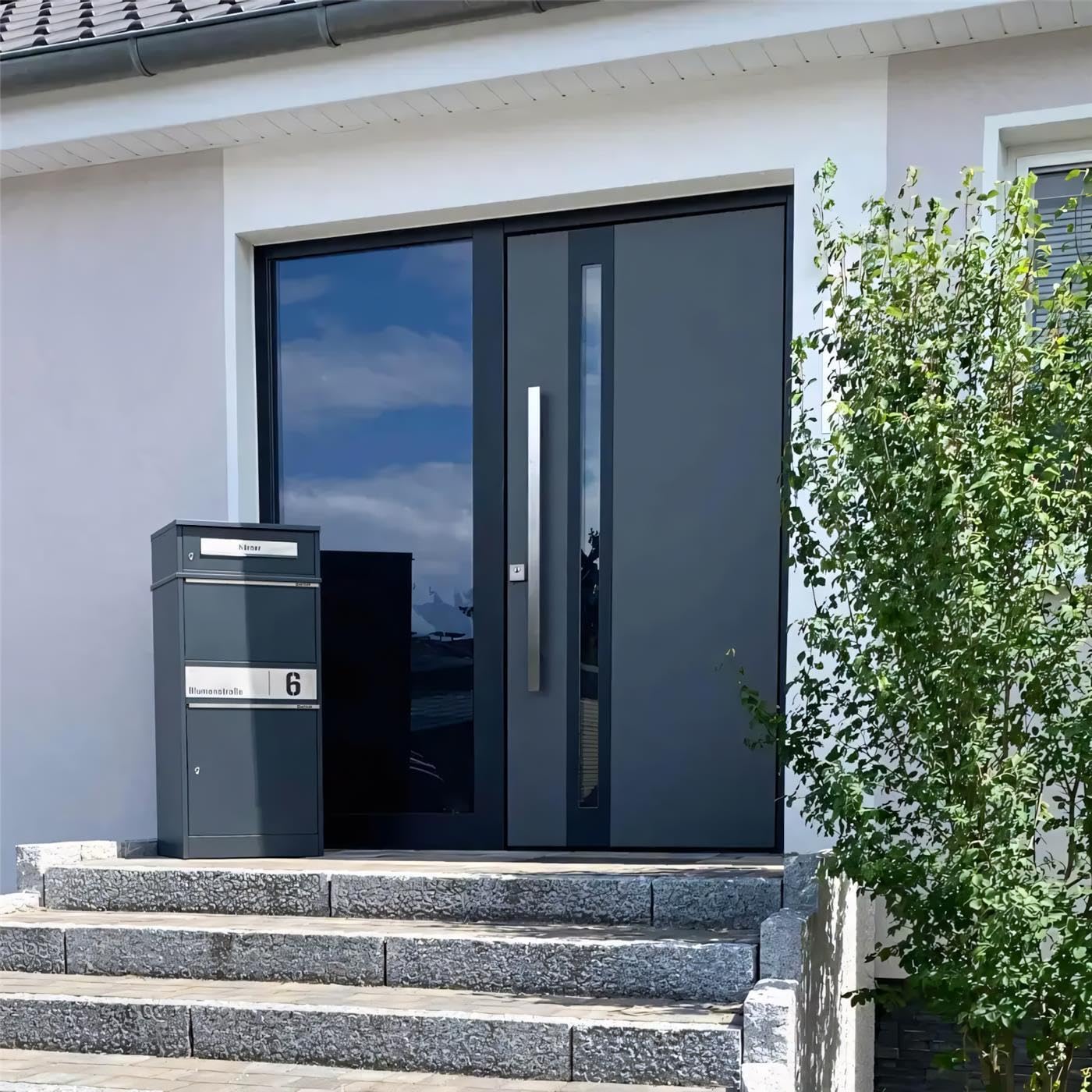Metzler® boîte à Colis verrouillable avec Plaque Nominative et Grand Compartiment – Anthracite RAL 7016 – Acier thermolaqué, Gravure Laser Durable, réception sans Contact, 10 Ans pièces Bispo 2