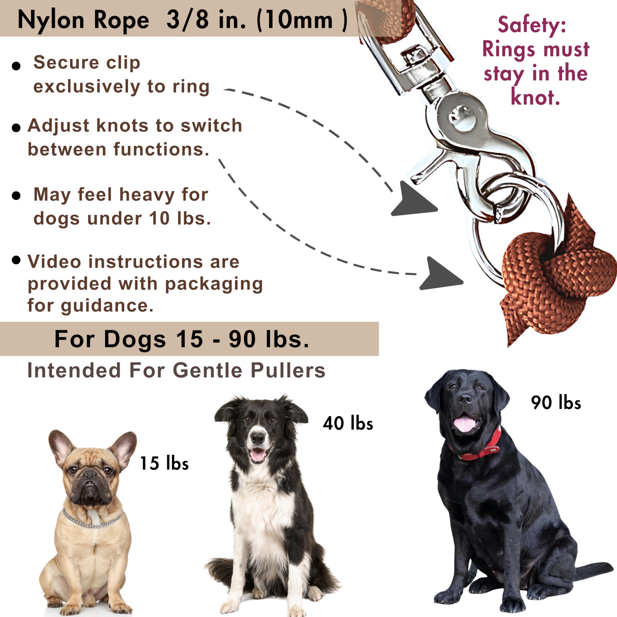 Sticks N' Bones co Laisse mains libres pour chien 6 en 1, réglable, robuste, taille S, M, L, 2 chiens, laisse pour promener le chien, course à pied, laisse de dressage de chiot, longueur plus courte