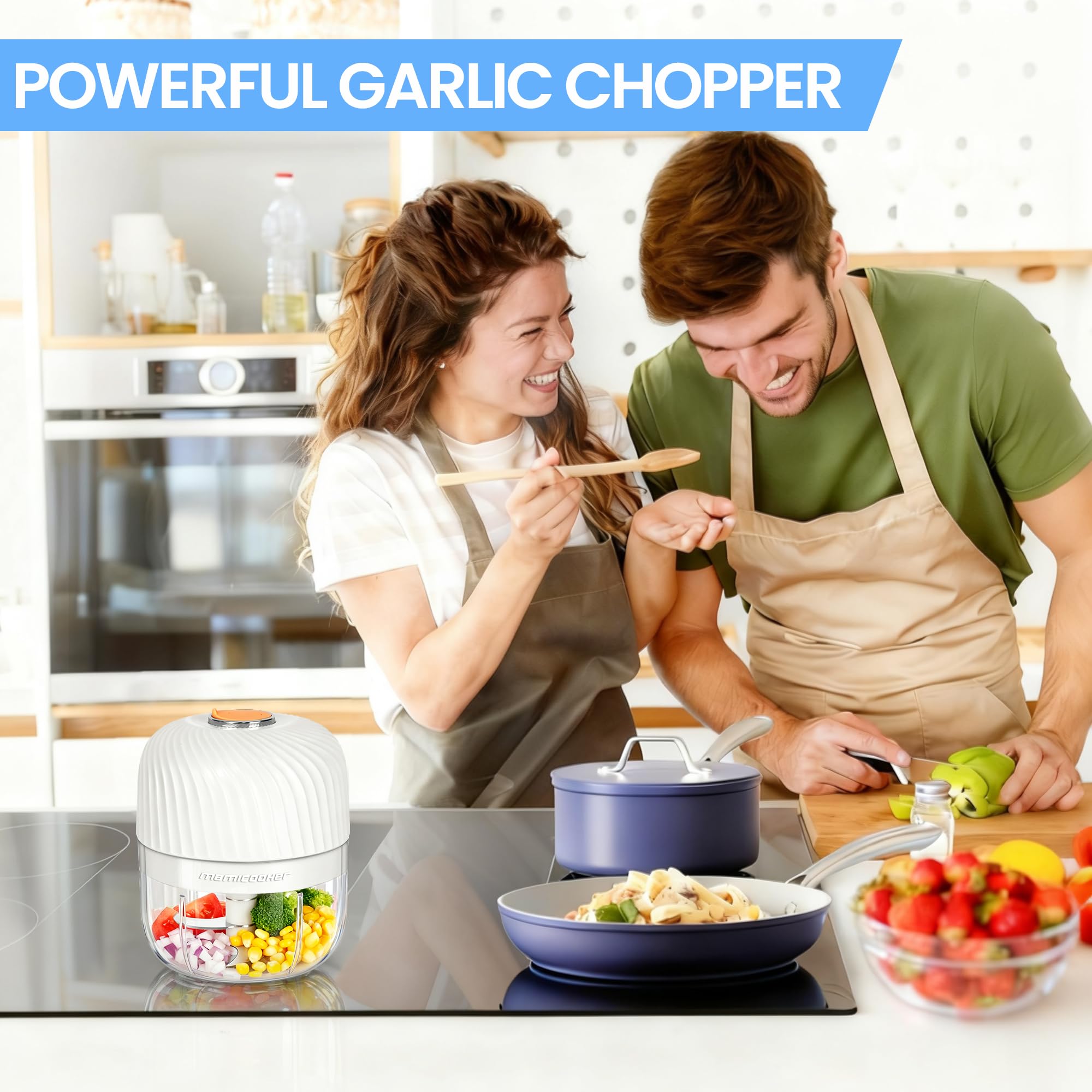 Picador de ajo eléctrico, mini picador portátil de verduras, molinillo de ajo de 250 ml, picador de cebolla, licuadora a verduras, procesador de alimentos inalámbrico para jengibre, chile, fruta,